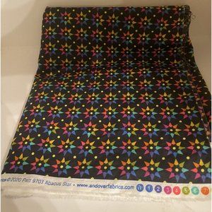 Andover Fabrics Abacus Star # 9703 by Alison Glass 1 Yard Black Jewel Tones